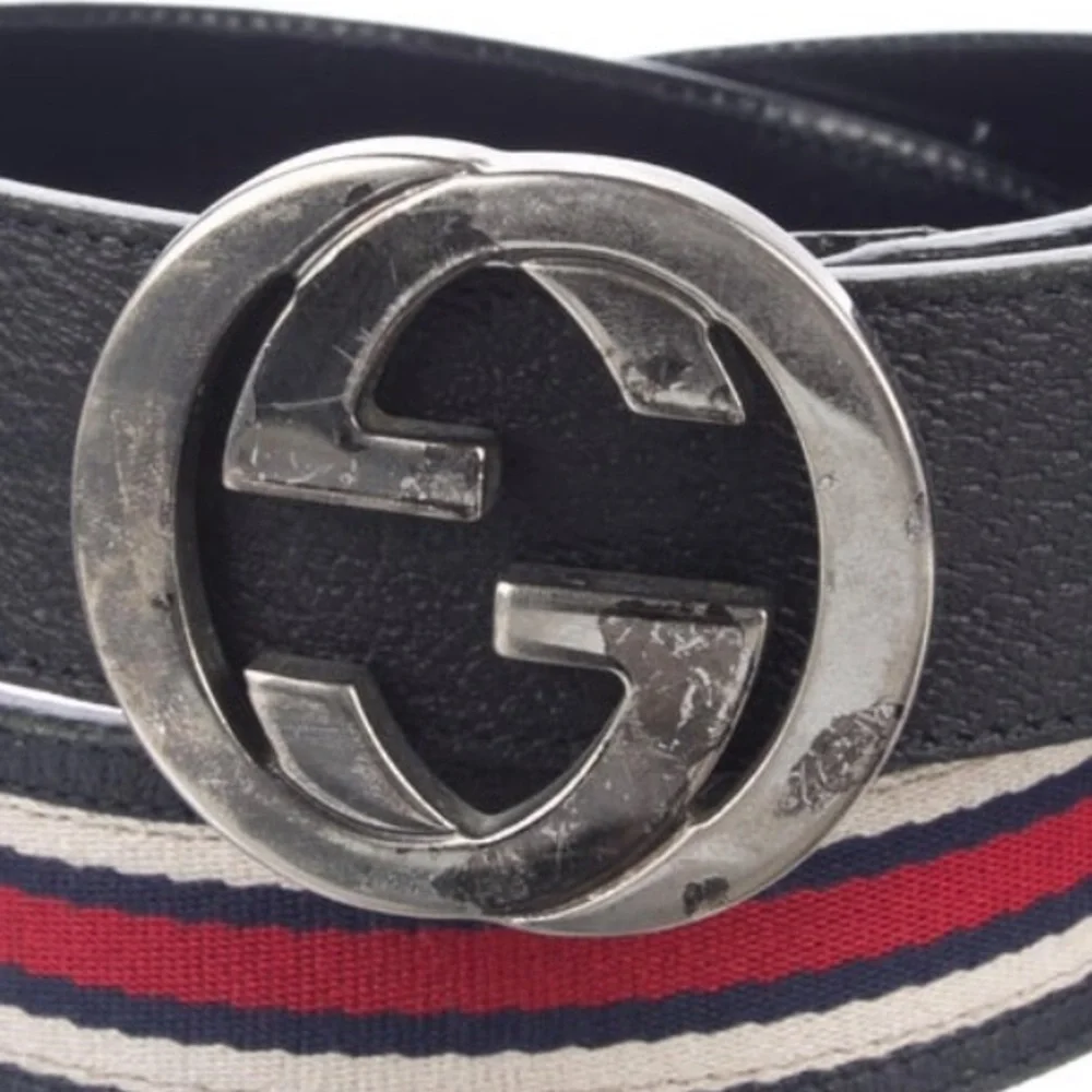 Gucci web accent belt measurements in photos
